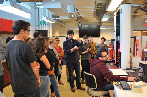 third year quebec students on lab tour