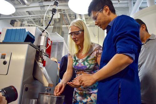 The Honourable Catherine McKenna touring the Bioproducts facility (Processing lab)
