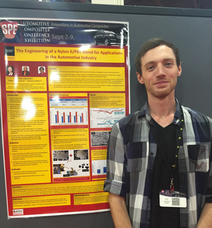Dylan Jubinville at the 16th Annual SPE Automotive Composites Conference and Exhibition (ACCE), with his poster entitled ~!ch value=