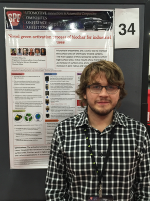 Jonathan Mazurski at the 16th Annual Automotive Composites Conference and Exhibition (ACCE), with his poster entitled ~!ch value=