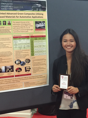 Joyce Cheng at the 16th Annual SPE Automotive Composites Conference and Exhibition (ACCE), with her poster entitled ~!ch value=