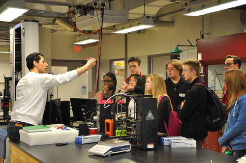 Grade 11 biology students from A.B. Lucas Secondary School touring the BDDC facilities with Dr. Nima Zarrinbakhsh, as part of the Plant Science Reach Ahead Day at U of G