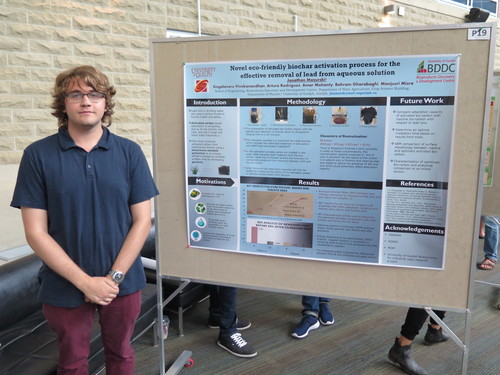 Undergrad, Jonathan Mazurski, with his poster presentation at the CUPS poster competition